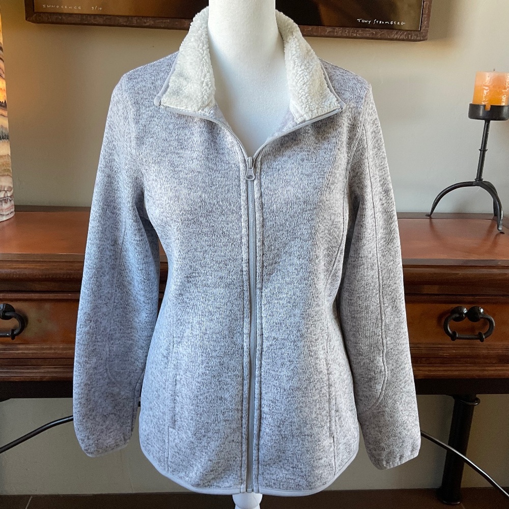 Swiss Tech Zip-Up Fleece Jacket. Light gray. Size S